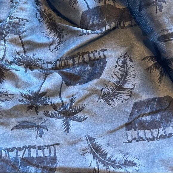 OP Men's Swim Trunks Navy/Steel Blue Tropical Design Size Large(36-38) - Picture 10 of 10